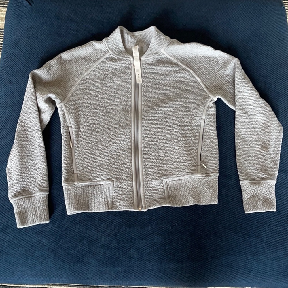 Lululemon zip up bomber light gray sz 4